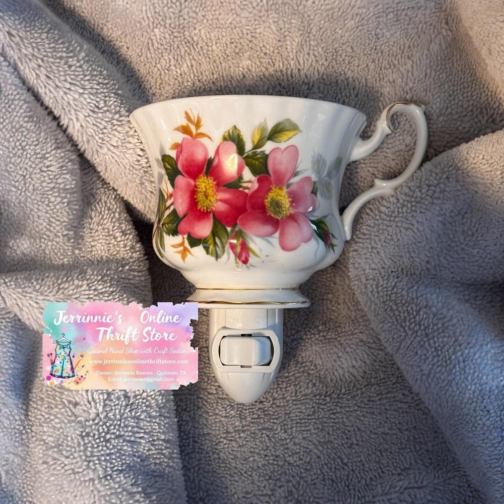 Handcrafted Royal Albert Prairie Rose Teacup Night Light